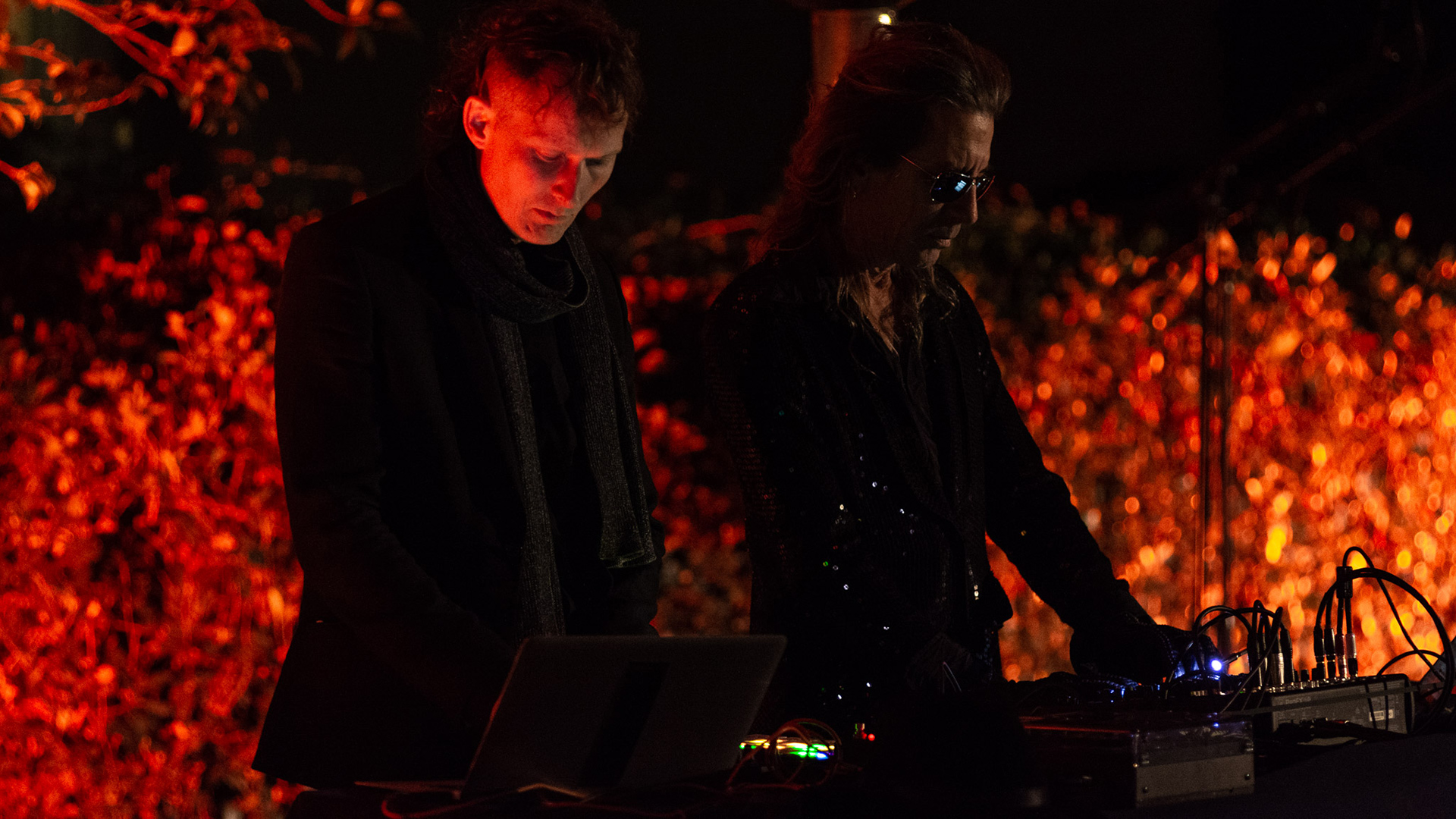 William Basinski and Lawrence English DJing together.